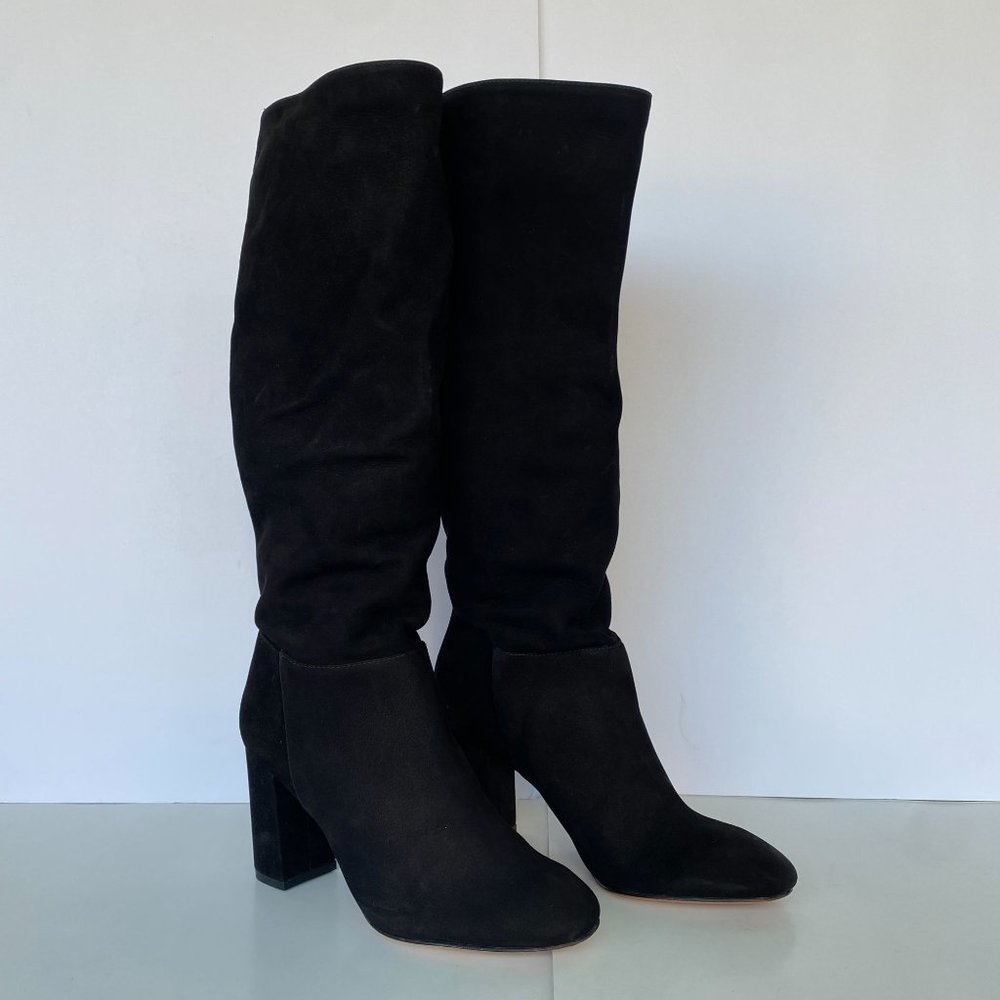 NIB SCHUTZ JURECI BLACK KNEE-HIGH LEATHER SUEDE BOOTS